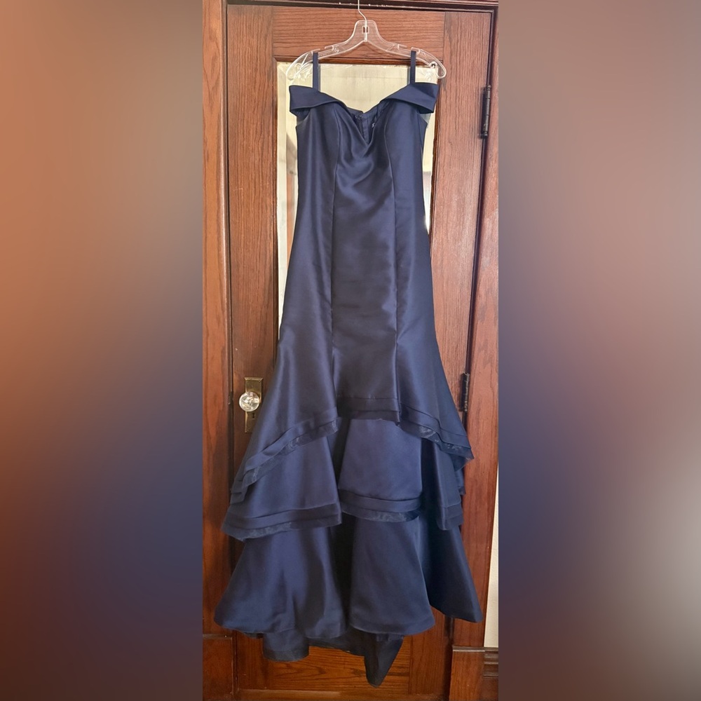Xscape Navy Off-Shoulder Prom Dress Size 12